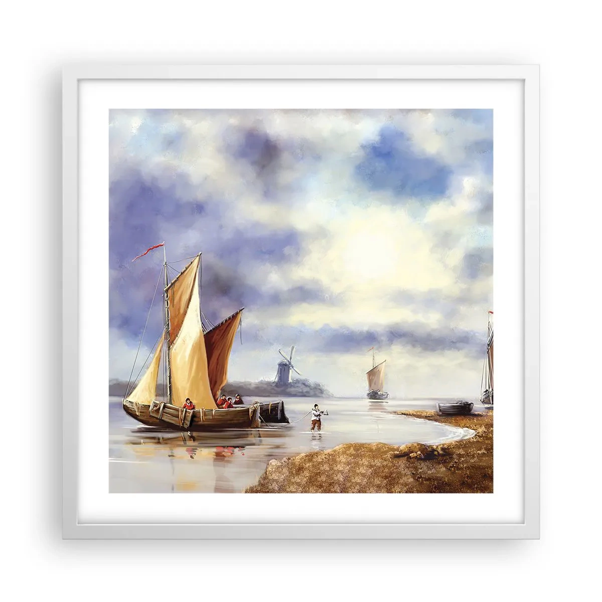 Poster in einem weißen Rahmen - Die Rückkehr der Seeleute - 50x50 cm