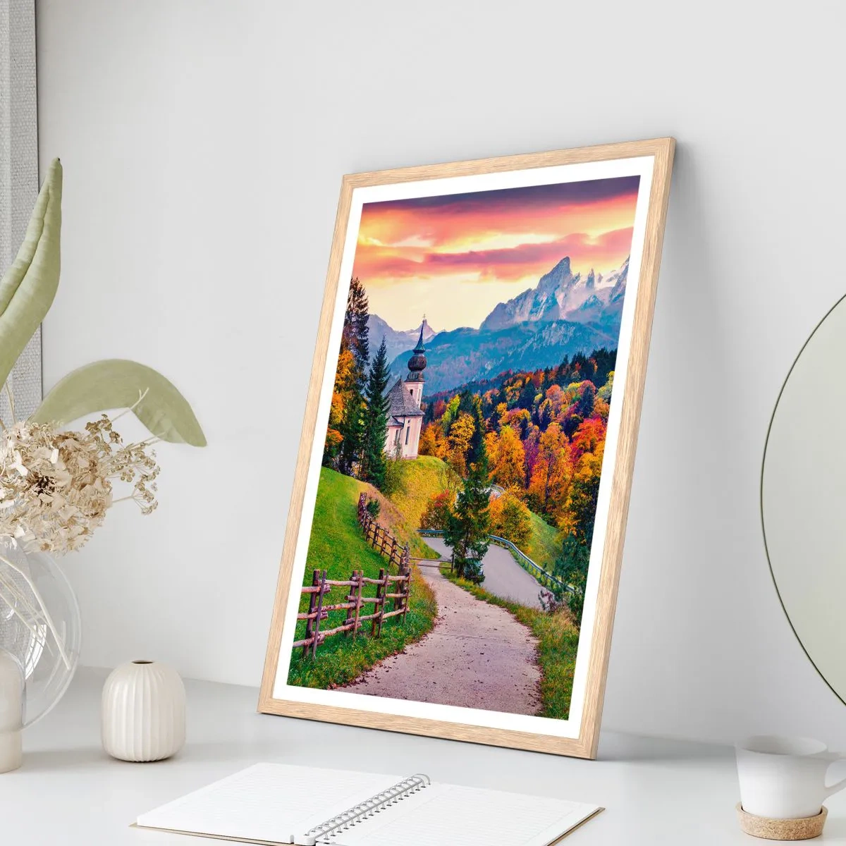 Poster in einem Rahmen aus heller Eiche - Landschaftsartige Malerei - 30x40 cm