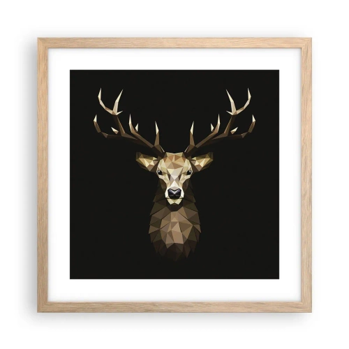 Poster in einem Rahmen aus heller Eiche - Kubistischer Hirsch - 40x40 cm
