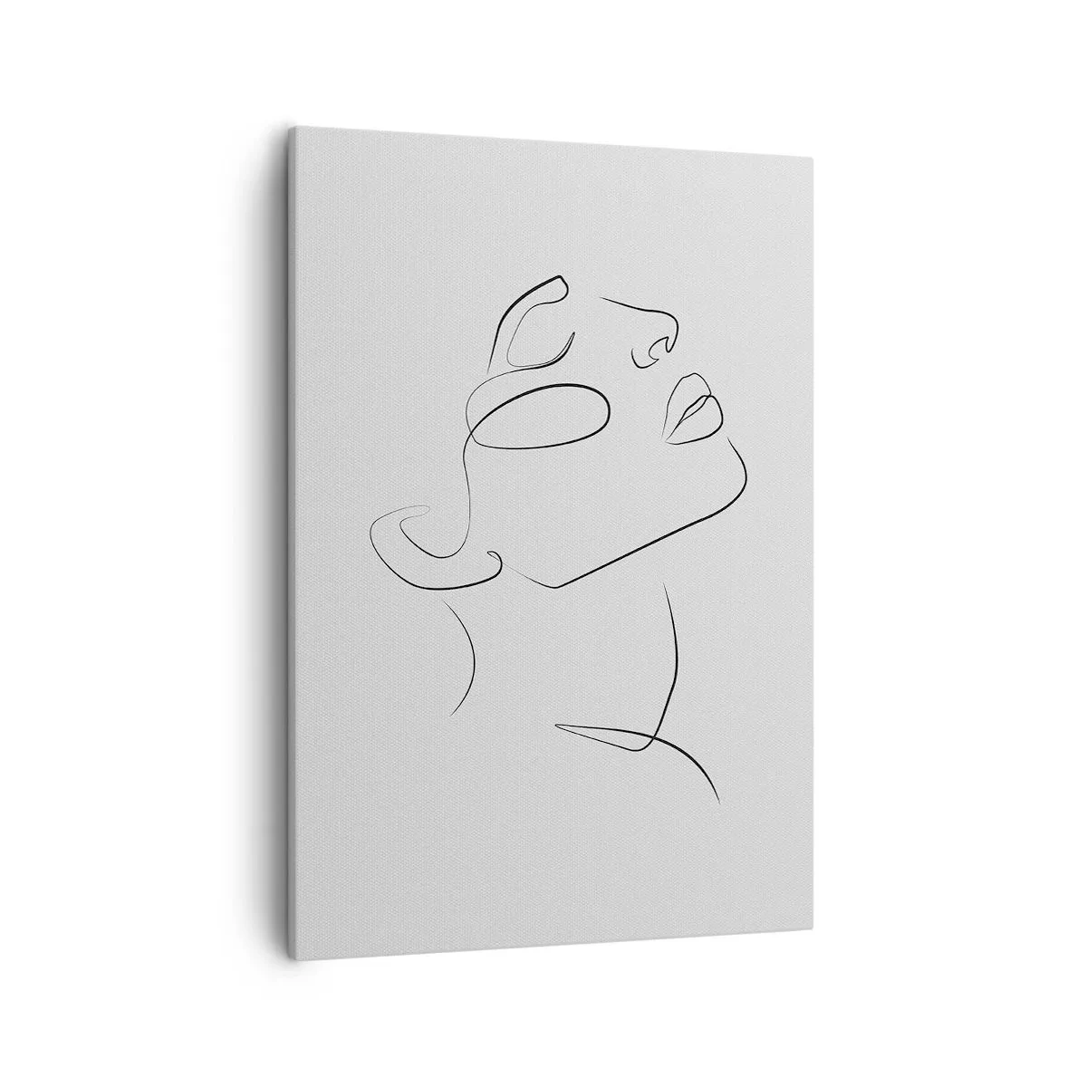 Bild auf Leinwand - Leinwandbild - Eine minimalistische Skizze des Gesichts einer Frau im Profil. - 50x70cm - Die Drehungen und Wendungen der Träume - Moderne Wanddekoration für Wohnzimmer und Schlafzimmer ARTTOR