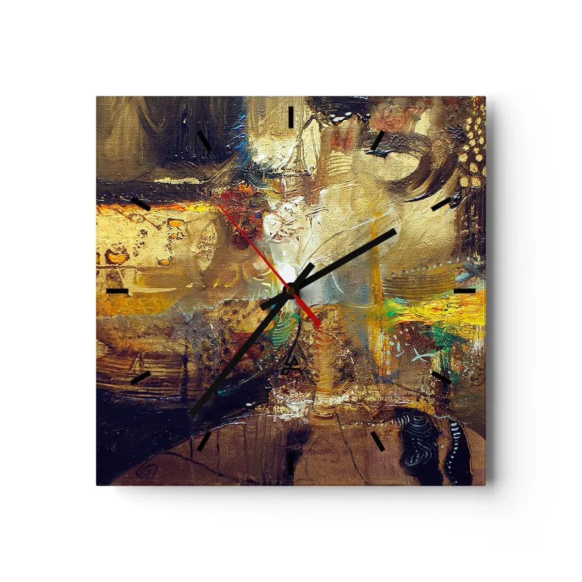 Wanduhr - Glasuhr - Abstraktes Stillleben in warmen Farben - 30x30cm - Kalt, wärmer, heiß - Moderne Wanddekoration für Wohnzimmer und Schlafzimmer ARTTOR