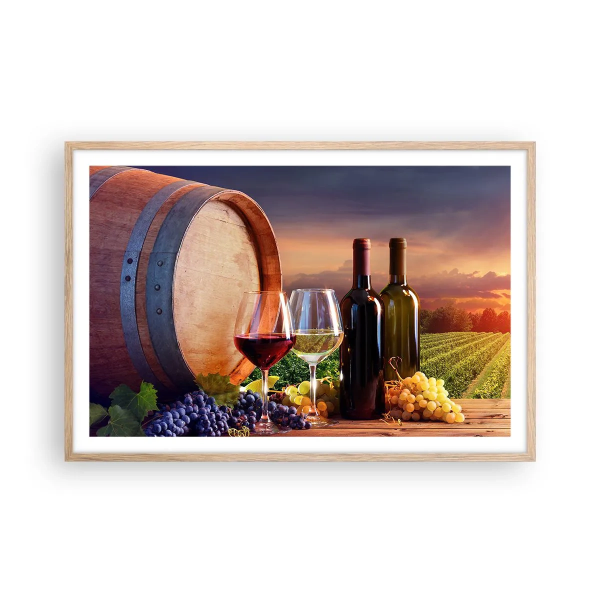 Poster in einem Rahmen aus heller Eiche - Hier schmeckt das Leben - 91x61 cm