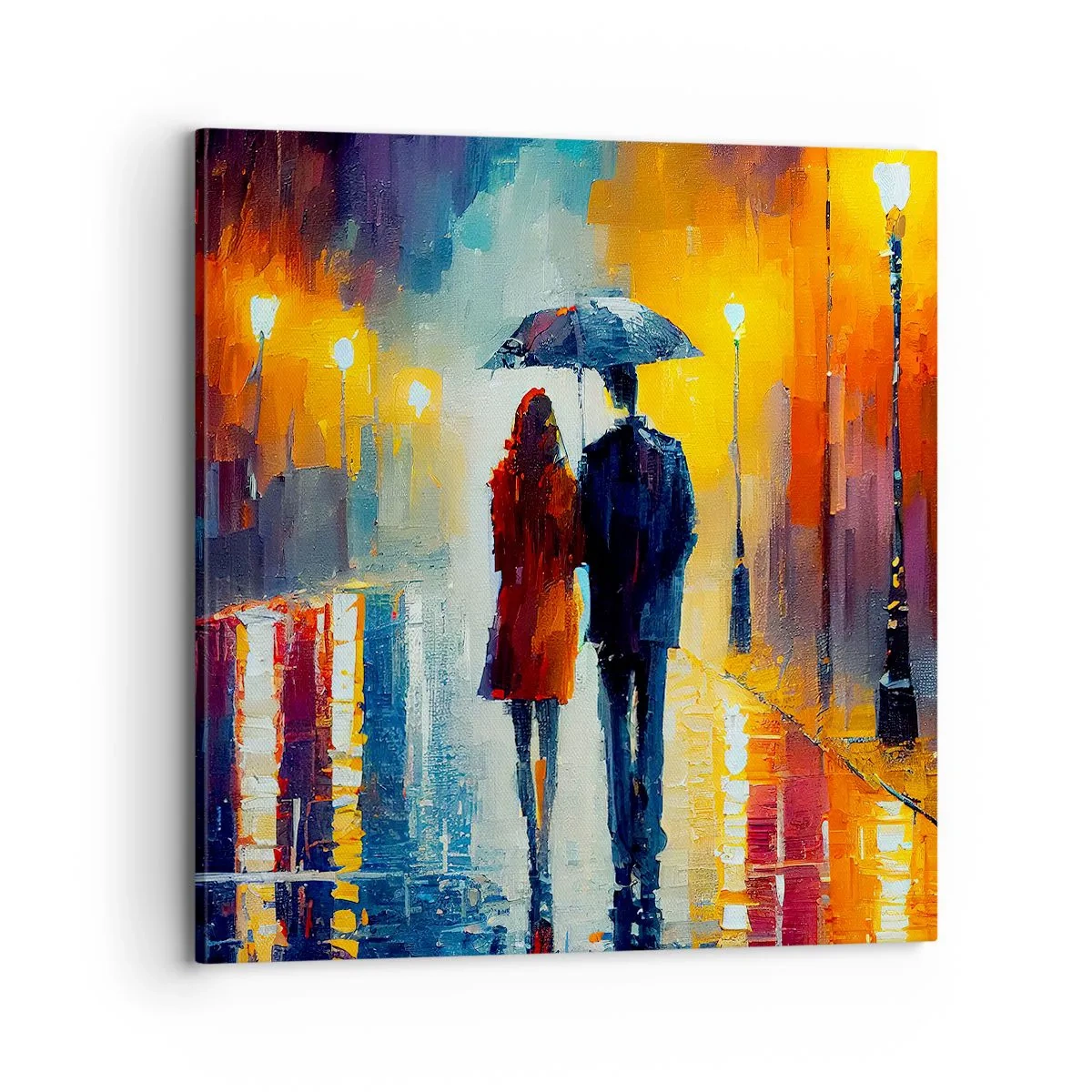 Bild auf Leinwand - Leinwandbild - Gemeinsam – eine bunte Nacht - 70x70 cm