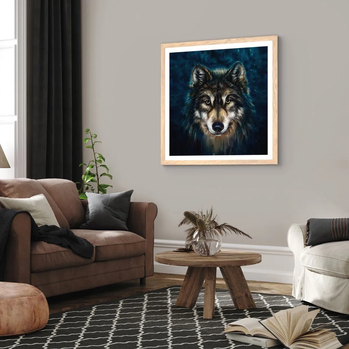 Poster in einem Rahmen aus heller Eiche - Alpha? Und Omega - 50x50 cm