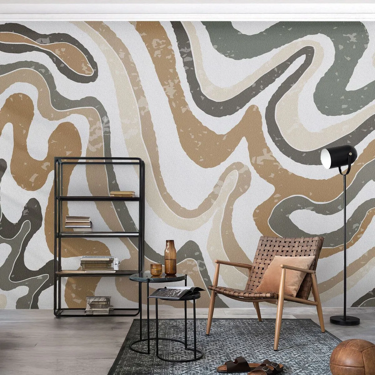 Fototapete Standard Eco - Mäander in Erdfarben - Abstraktion, Stück, Boho - 350x256 cm