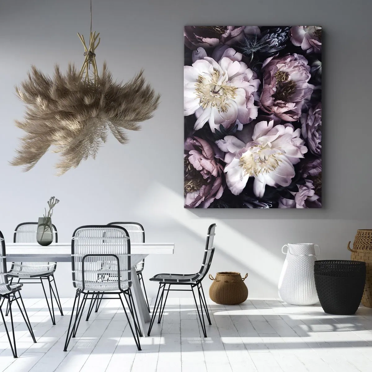 Bild auf Leinwand - Leinwandbild - Blumen in zarten Pastelltönen - 70x100cm - Blumenstrauß im alten Stil - Moderne Wanddekoration für Wohnzimmer und Schlafzimmer ARTTOR