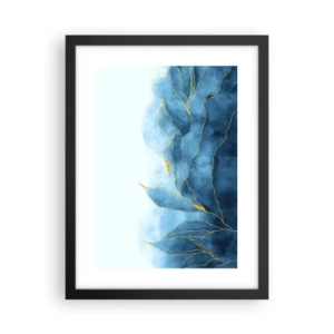 Poster in einem schwarzem Rahmen - Blau im Gold - 30x40 cm