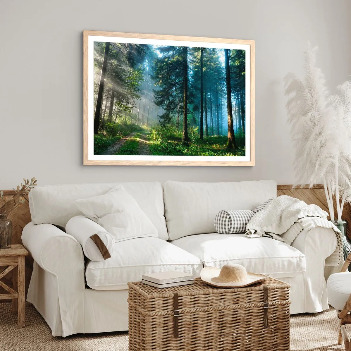Poster in einem Rahmen aus heller Eiche - Strahlend am Morgen - 70x50 cm