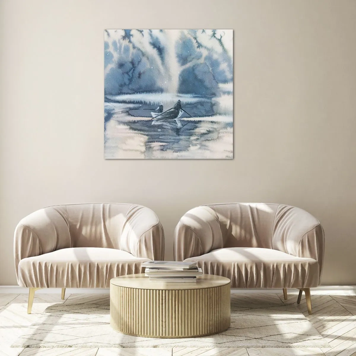Glasbild - Bild auf glas - Angler in ihrem Paradies - 70x70 cm