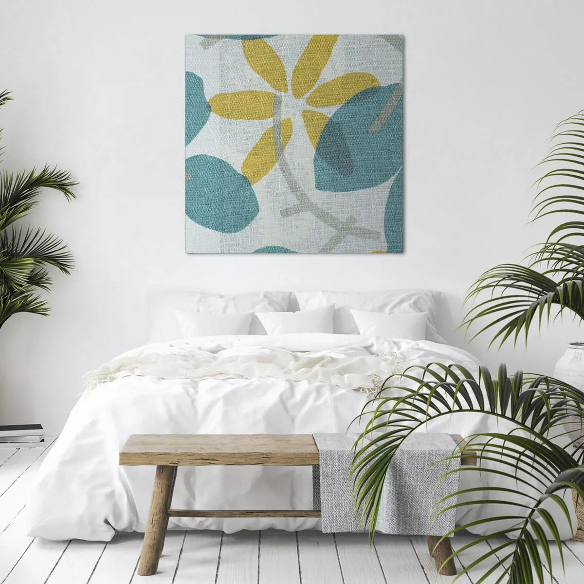 Bild auf Leinwand - Leinwandbild - Unter den azurblauen Blättern - 70x70 cm