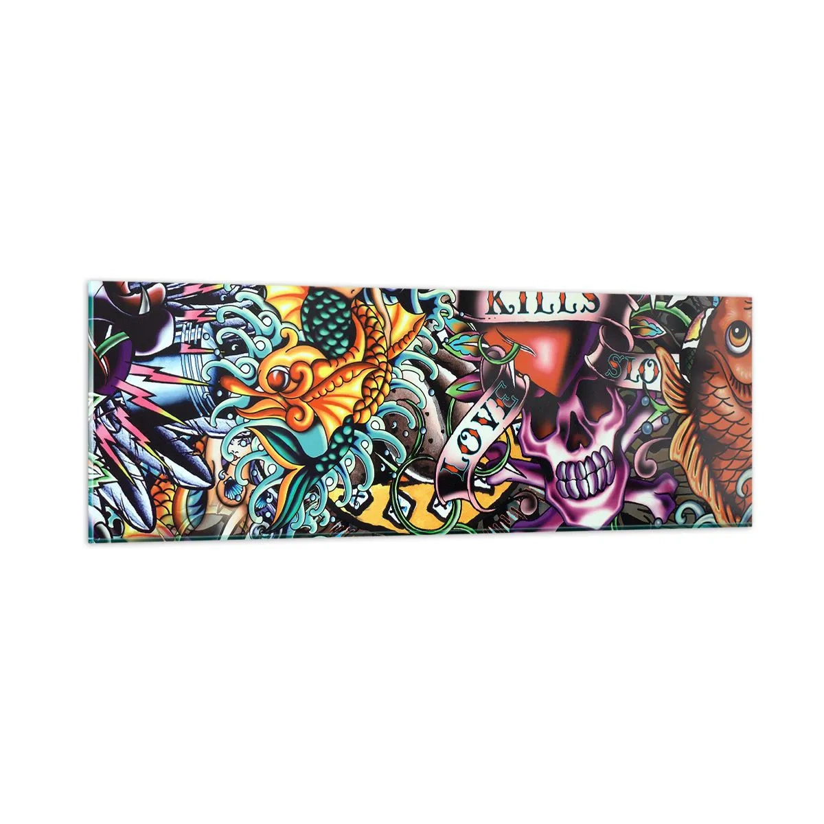 Glasbild - Bild auf glas - Der Traum des Tätowierers - 90x30 cm