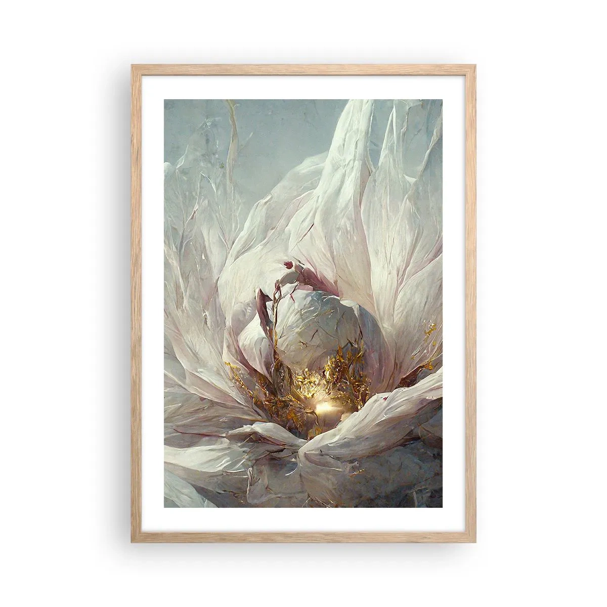 Poster in einem Rahmen aus heller Eiche - Sie blüht alle hundert Jahre einmal - 50x70 cm
