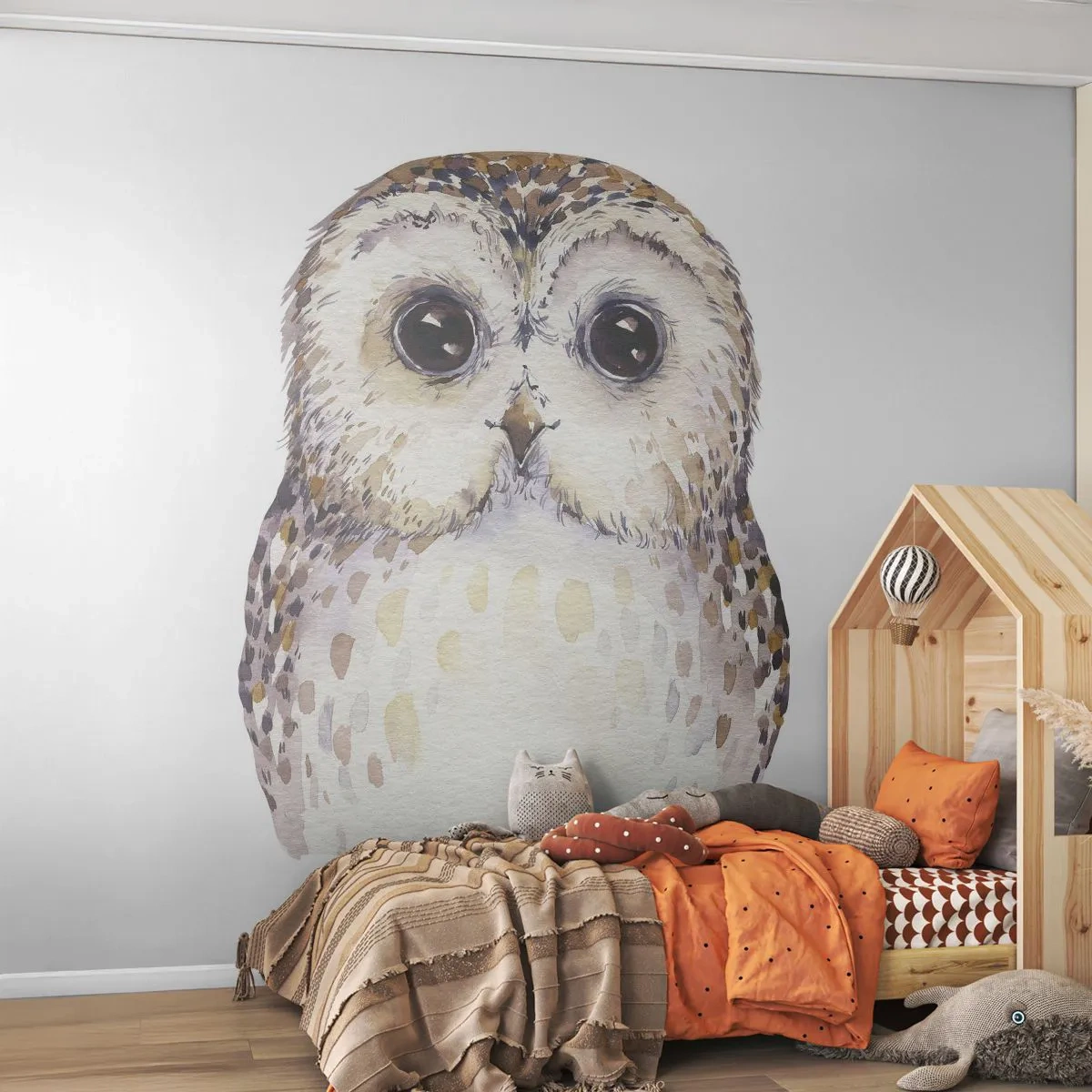 Fototapete Premium Sand - Schau mir in die Augen - Eule, Vogel, Grafik - 100x70 cm