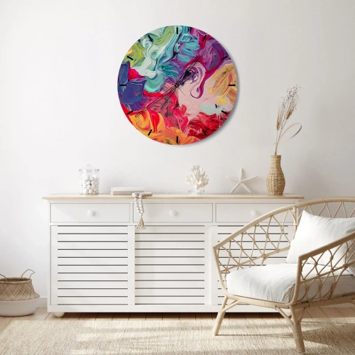 Wanduhr - Glasuhr - Ein abstrakter Farbmix in intensiven Farbtönen - 30x30cm - Die Geburt der Farben - Moderne Wanddekoration für Wohnzimmer, Küche und Schlafzimmer ARTTOR