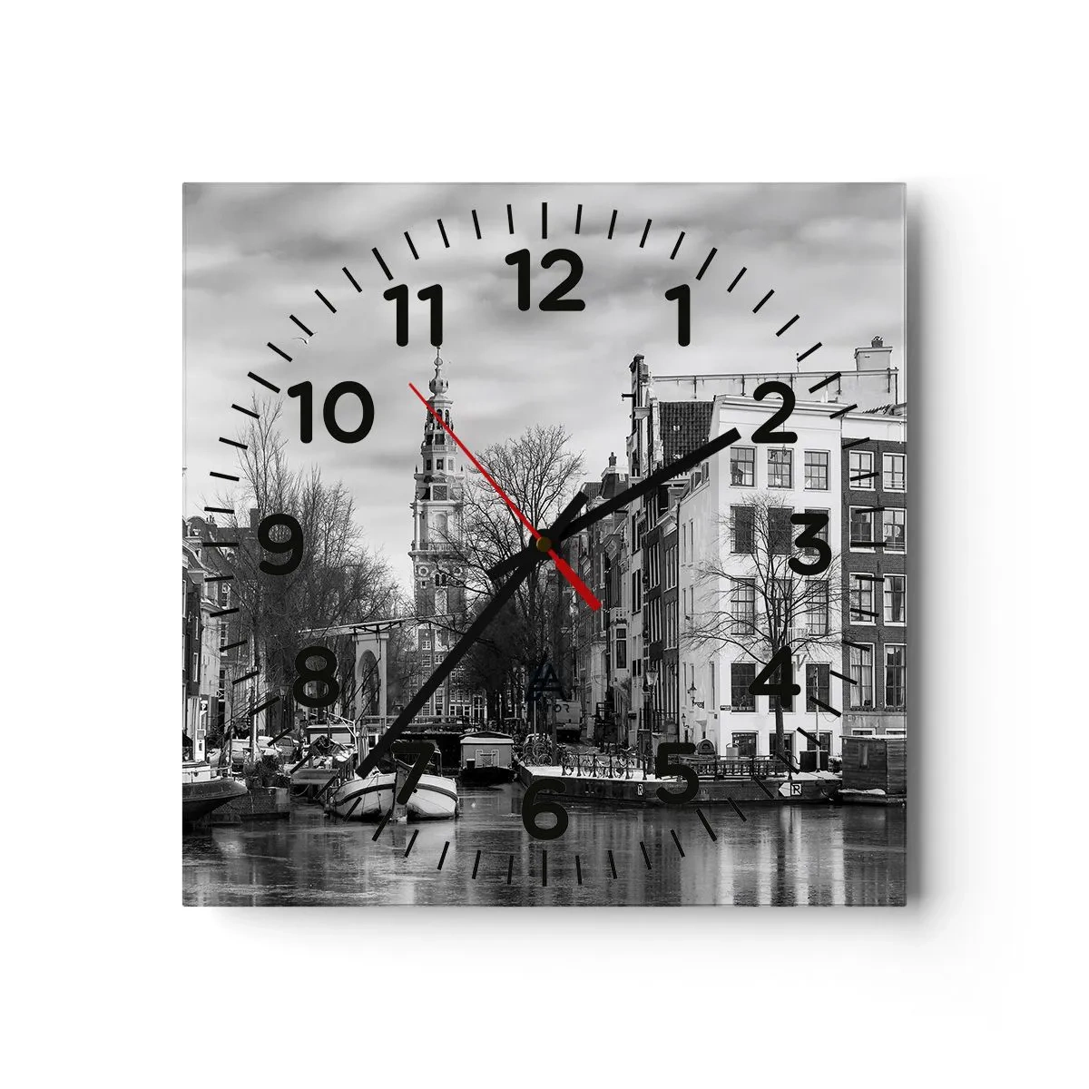 Wanduhr - Glasuhr - Amsterdamer Atmosphäre - 40x40 cm