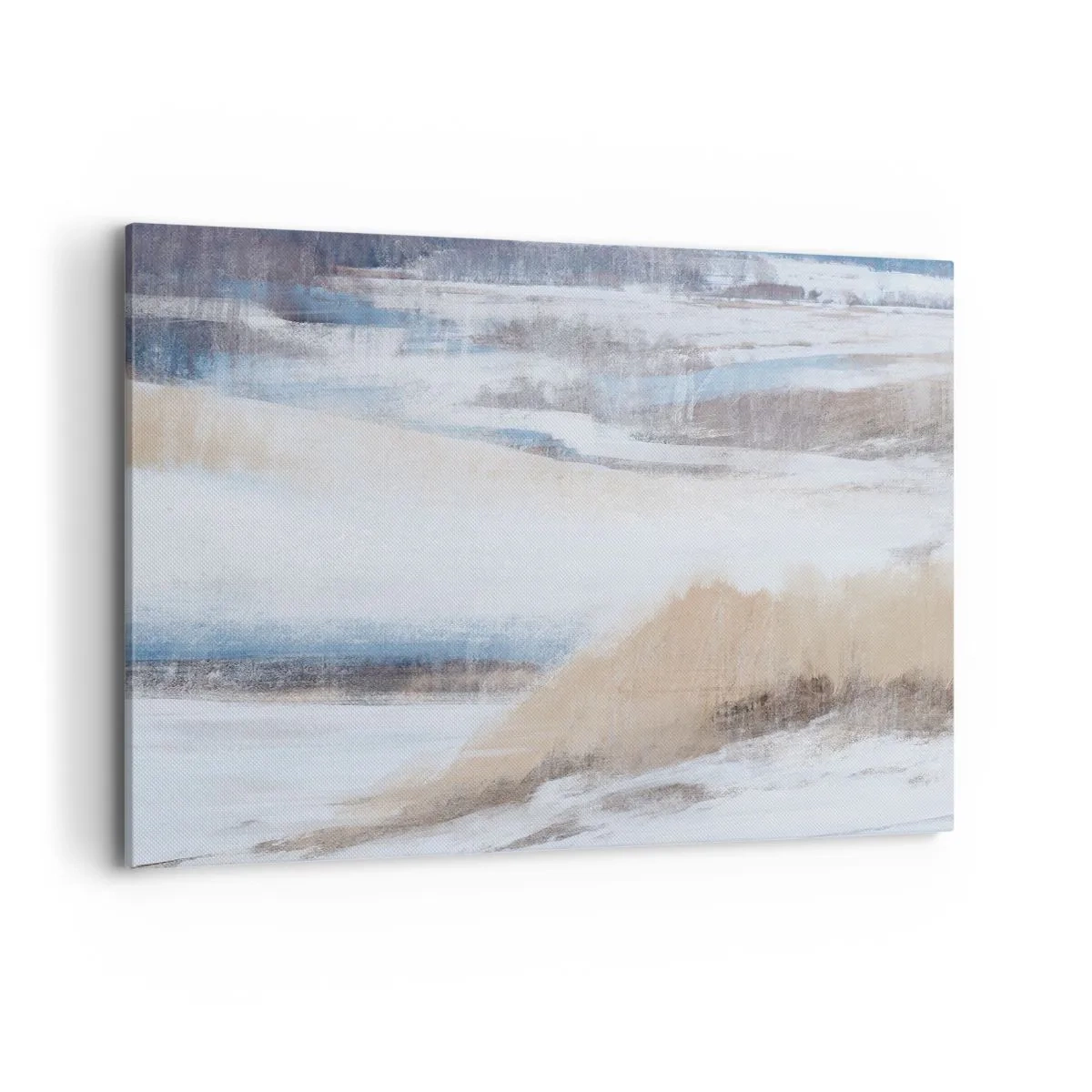 Bild auf Leinwand - Leinwandbild - Abstrakte Winterlandschaft in Weiß- und Blautönen - 100x70cm - Winterkomposition - Moderne Wanddekoration für Wohnzimmer und Schlafzimmer ARTTOR