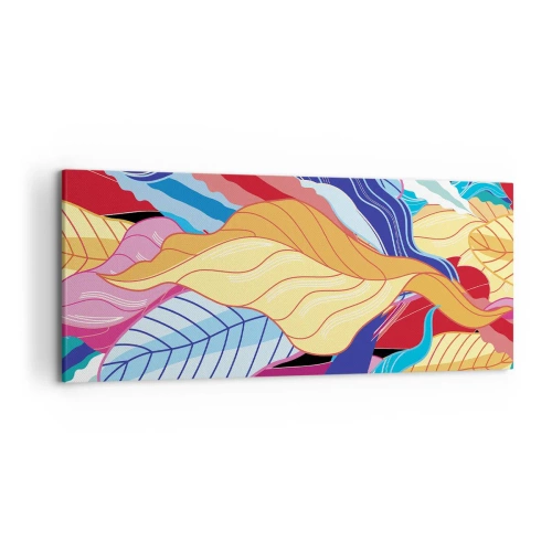Bild auf Leinwand - Leinwandbild - Kräftig gefärbte Blätter schaffen eine dynamische Komposition - 120x50cm - Buntes Durcheinander - Moderne Wanddekoration für Wohnzimmer und Schlafzimmer ARTTOR