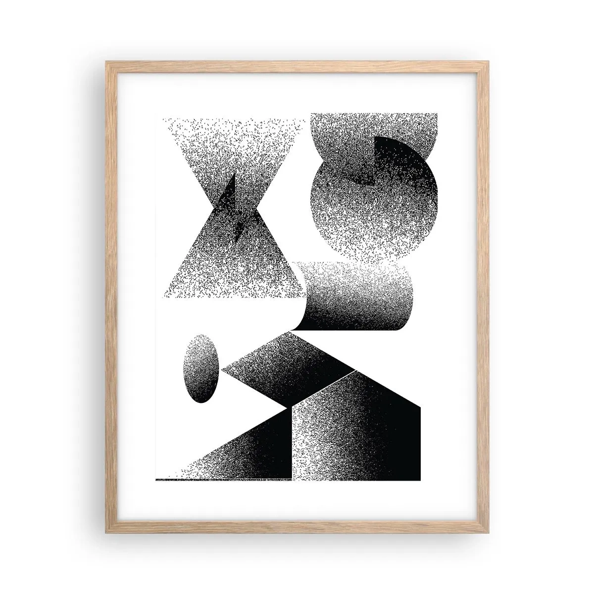 Poster in einem Rahmen aus heller Eiche - Winkel und Ovale - 40x50 cm