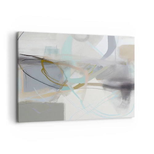 Bild auf Leinwand - Leinwandbild - Pastellabstraktion mit zarten Linien - 100x70cm - Neblige Abstraktion - Moderne Wanddekoration für Wohnzimmer und Schlafzimmer ARTTOR