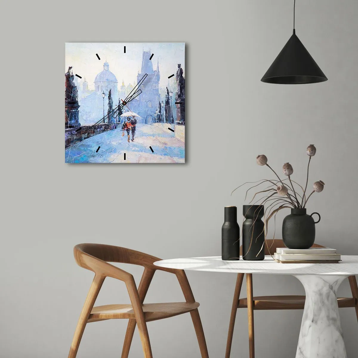 Wanduhr - Glasuhr - Der Regen muss uns verzaubert haben - 30x30 cm