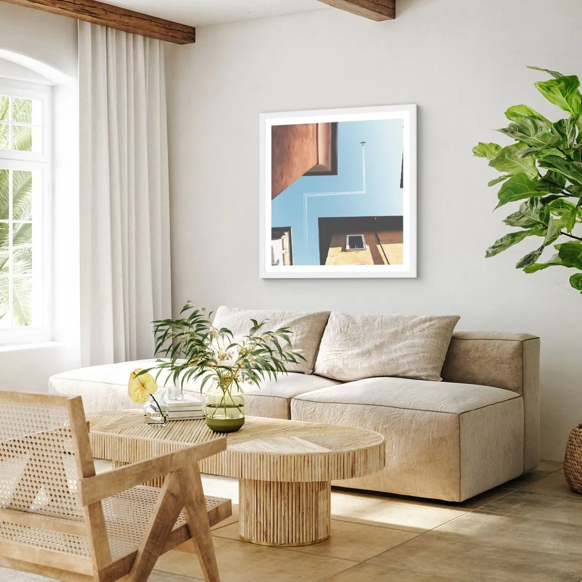 Poster in einem weißen Rahmen - Über dem Stadtlabyrinth - 50x50 cm