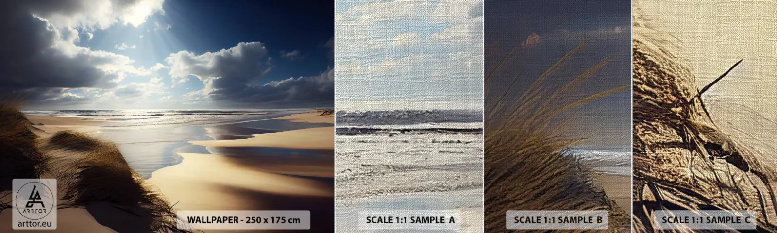 Fototapeten Muster Premium Canvas - Strand, wilder Strand - Strand, Meer, Dünen - 100x30 cm