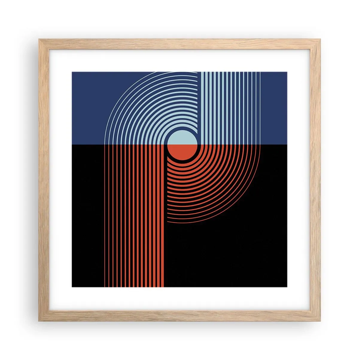 Poster in einem Rahmen aus heller Eiche - In einer geometrischen Umarmung - 40x40 cm