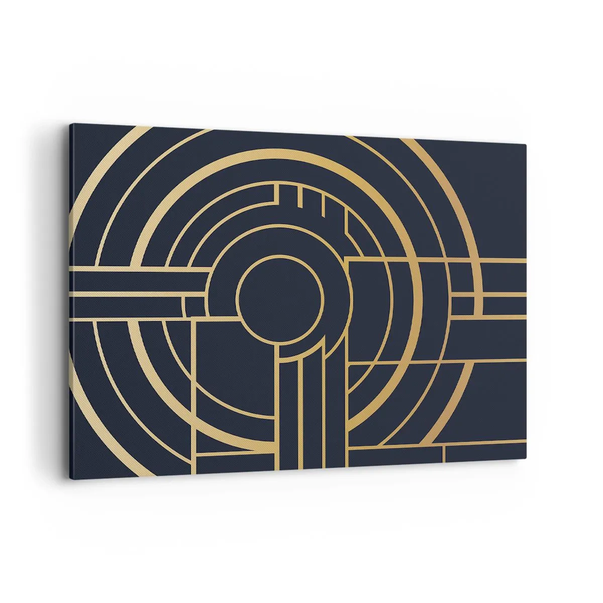 Bild auf Leinwand - Leinwandbild - Geometrisches Muster mit goldenen Linien - 100x70cm - Wendungen der Dinge - Moderne Wanddekoration für Wohnzimmer und Schlafzimmer ARTTOR