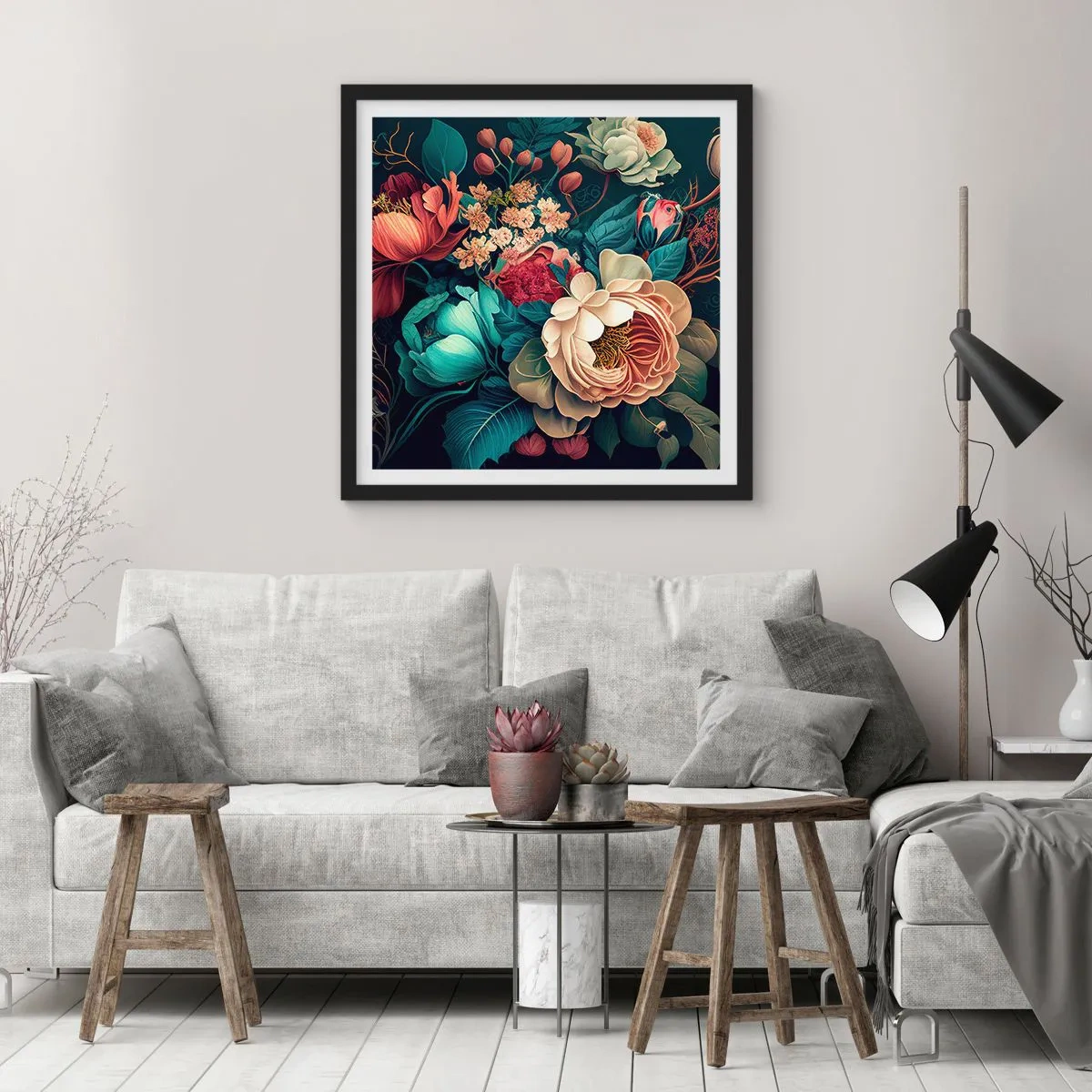 Poster in einem schwarzem Rahmen - Charme des 19. Jahrhunderts - 30x30 cm