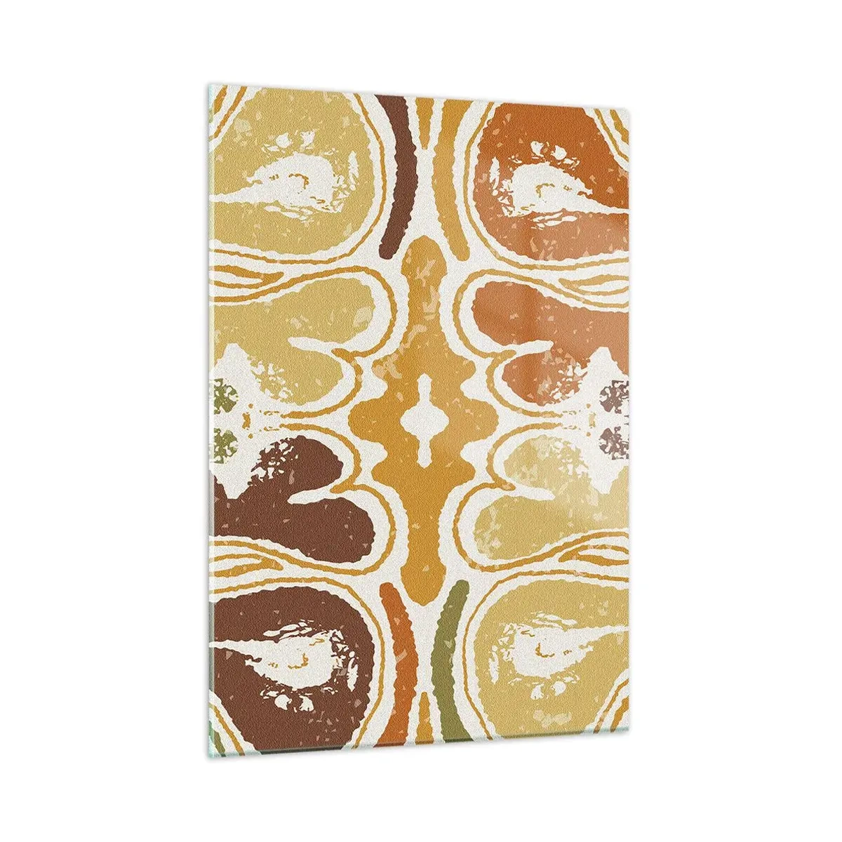 Glasbild - Bild auf glas - Symmetrische Abstraktion in warmen Erdtönen - 50x70cm - Sentimentale Abstraktion - Moderne Wanddekoration für Wohnzimmer und Schlafzimmer ARTTOR