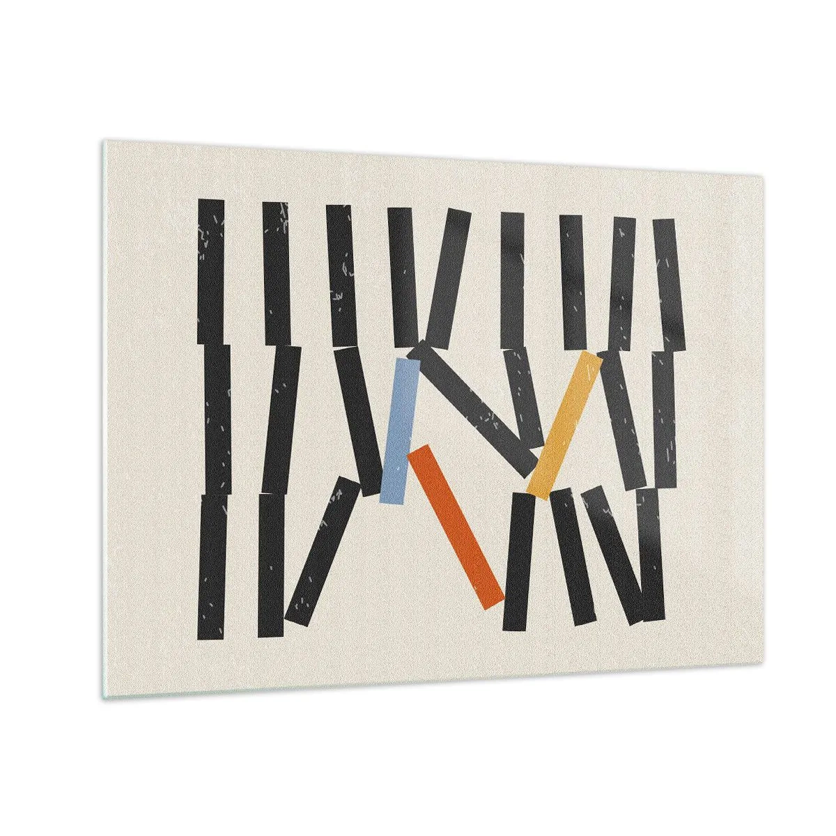 Glasbild - Bild auf glas - Eine grafische Komposition im Stil von Dominosteinen mit Farbakzenten. - 70x50cm - Domino – Komposition - Moderne Wanddekoration für Wohnzimmer und Schlafzimmer ARTTOR