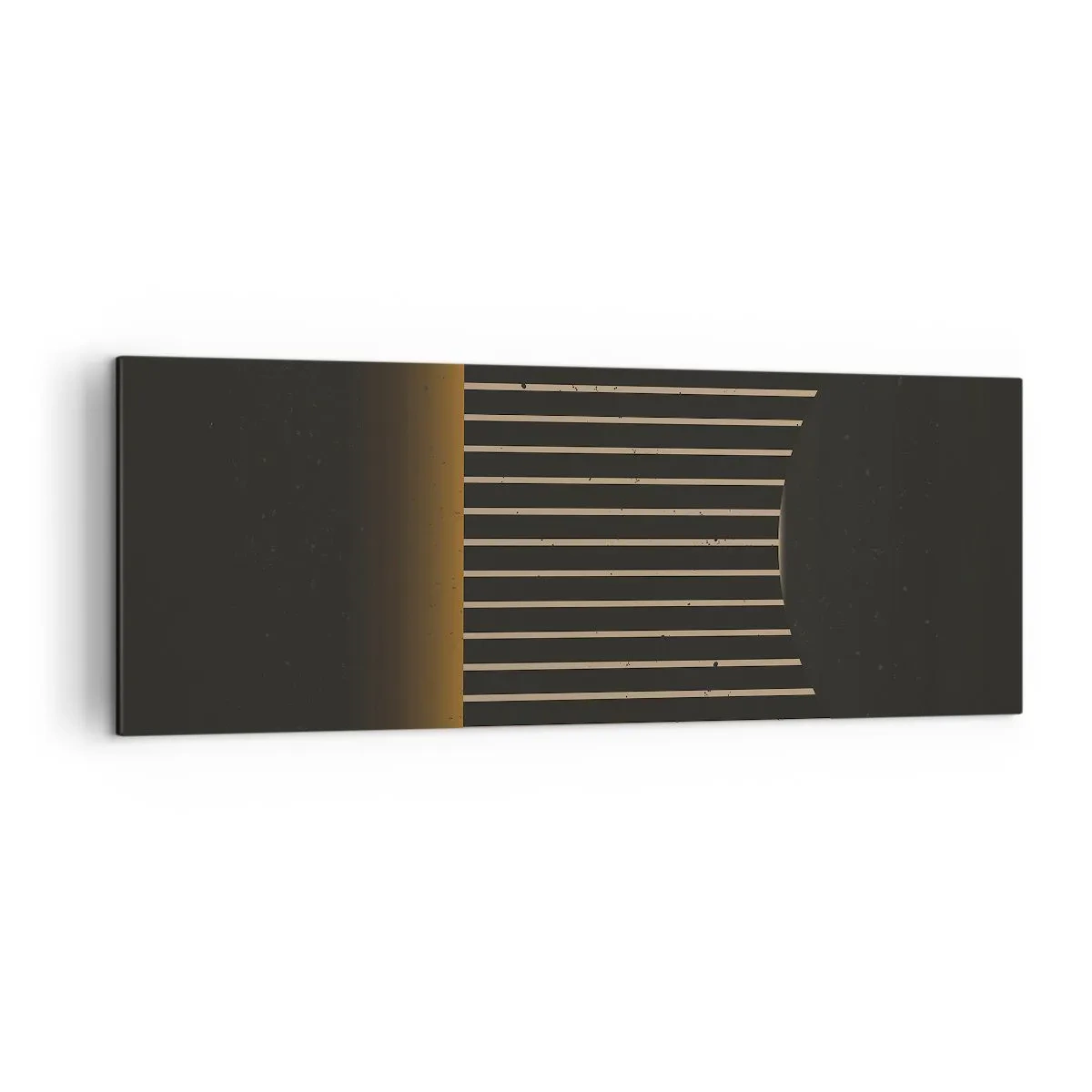 Bild auf Leinwand - Leinwandbild - Geometrisches Muster mit Streifen auf dunklem Hintergrund - 140x50cm - Die Dunkelheit erkunden - Moderne Wanddekoration für Wohnzimmer und Schlafzimmer ARTTOR