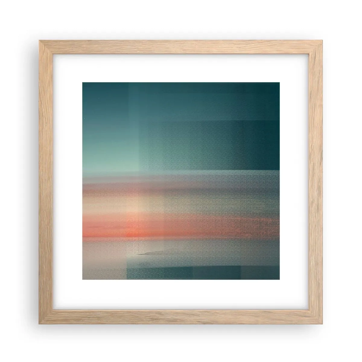 Poster in einem Rahmen aus heller Eiche - Abstraktion: Lichtwellen - 30x30 cm