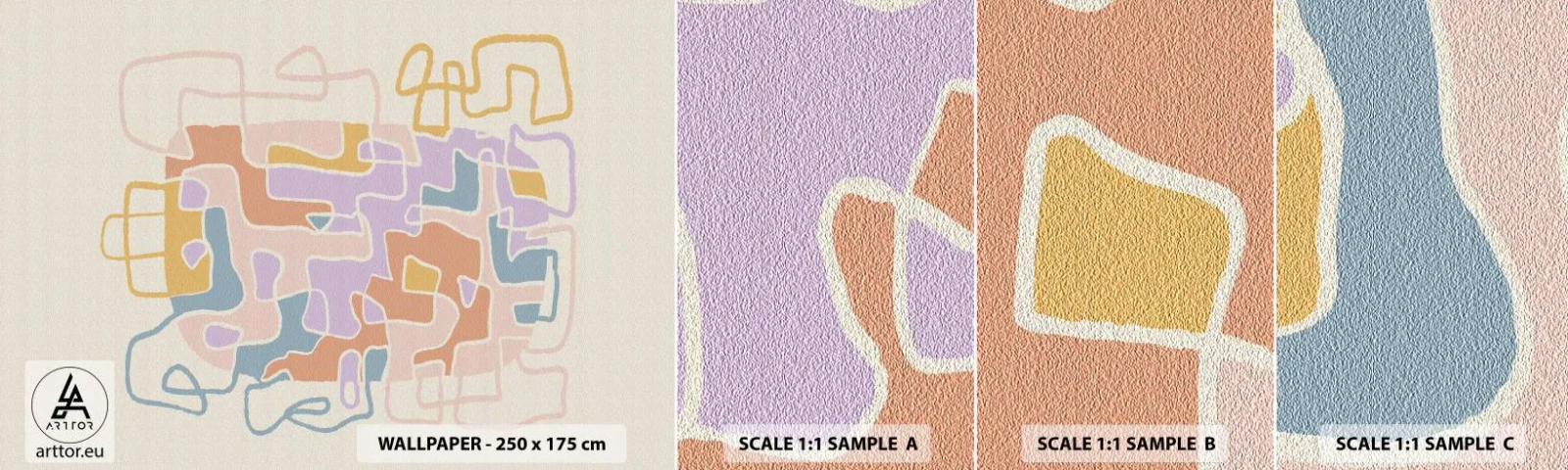 Fototapetenmuster Standard Eco - Labyrinth – ein freudiges Abenteuer - Minimalismus, Pastell, Linien - 100x30 cm