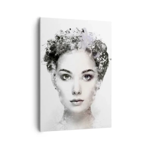 Bild auf Leinwand - Leinwandbild - Ein künstlerisches Frauenporträt mit zarten abstrakten Akzenten. - 50x70cm - Ein äußerst stilvolles Portrait - Moderne Wanddekoration für Wohnzimmer und Schlafzimmer ARTTOR