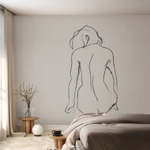 Selbstklebende Fototapete Deluxe Sticker - Mädchenakt - Akt, Linie, Zeichnung - 200x140 cm