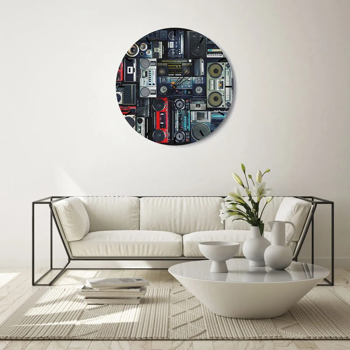 Wanduhr - Glasuhr - Sehnsucht nach den 1980er Jahren - 40x40 cm