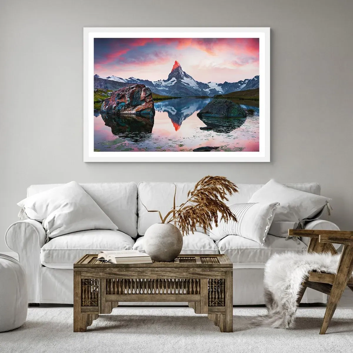 Poster in einem weißen Rahmen - Das Herz der Berge ist heiß - 40x30 cm