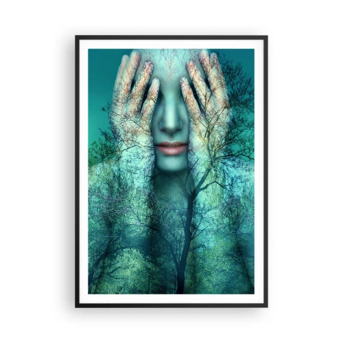 Poster in einem schwarzem Rahmen - Eingetaucht in Blau - 70x100 cm