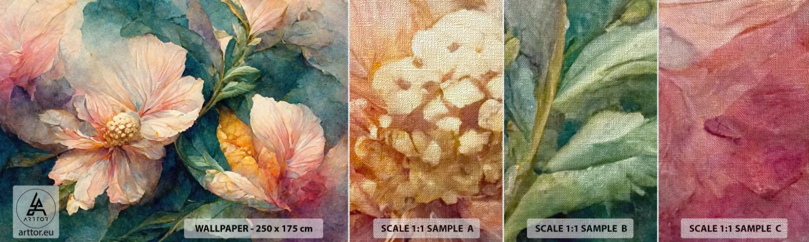 Fototapeten Muster Premium Canvas - Pure Subtilität - Blumen, Klassisch, Stück - 100x30 cm