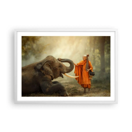 Poster in einem weißen Rahmen - Treffen unterwegs - 70x50 cm