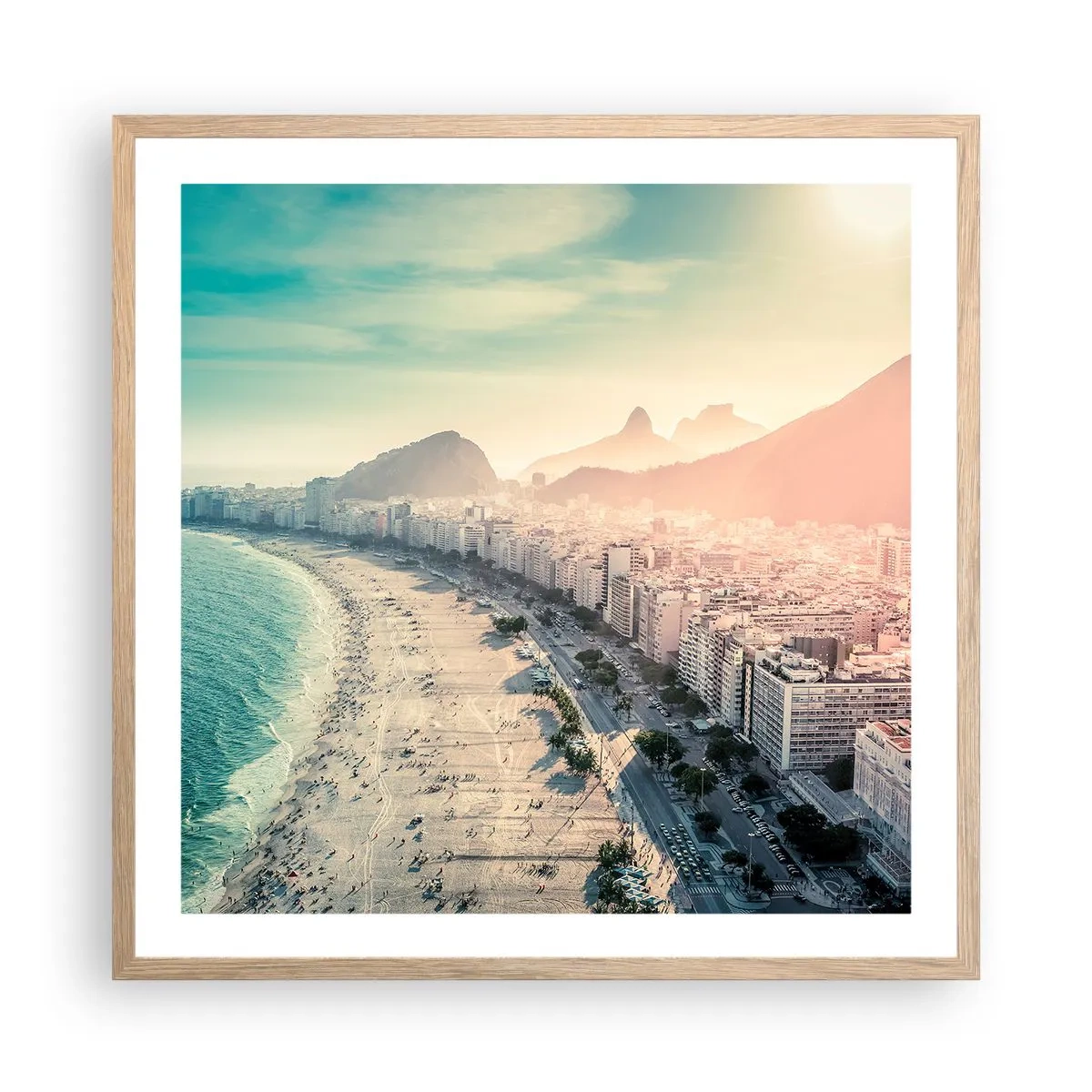 Poster in einem Rahmen aus heller Eiche - Ewiger Urlaub in Rio - 60x60 cm