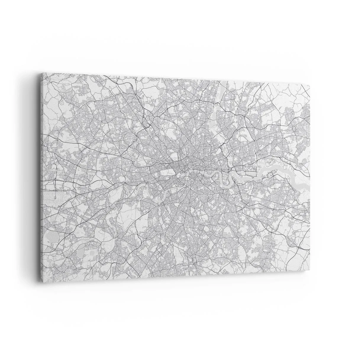 Bild auf Leinwand - Leinwandbild - Ein minimalistischer Stadtplan in Grautönen - 120x80cm - Karte des Labyrinths von London - Moderne Wanddekoration für Wohnzimmer und Schlafzimmer ARTTOR