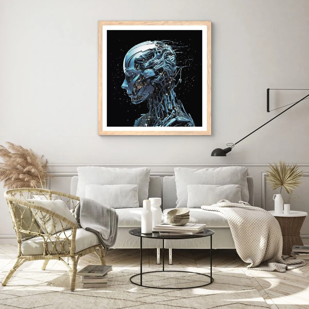 Poster in einem Rahmen aus heller Eiche - Technologie ist eine Frau - 50x50 cm