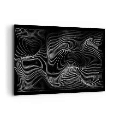 Bild auf Leinwand - Leinwandbild - Abstrakte weiße Linien auf schwarzem Hintergrund - 100x70cm - Lichttanz im Raum - Moderne Wanddekoration für Wohnzimmer und Schlafzimmer ARTTOR