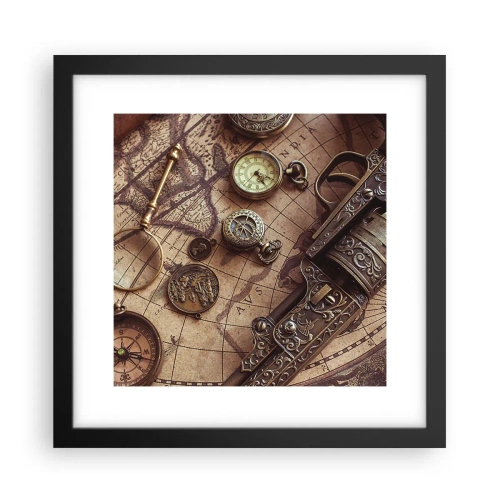 Poster in einem schwarzem Rahmen - Das Abenteuer ruft - 30x30 cm