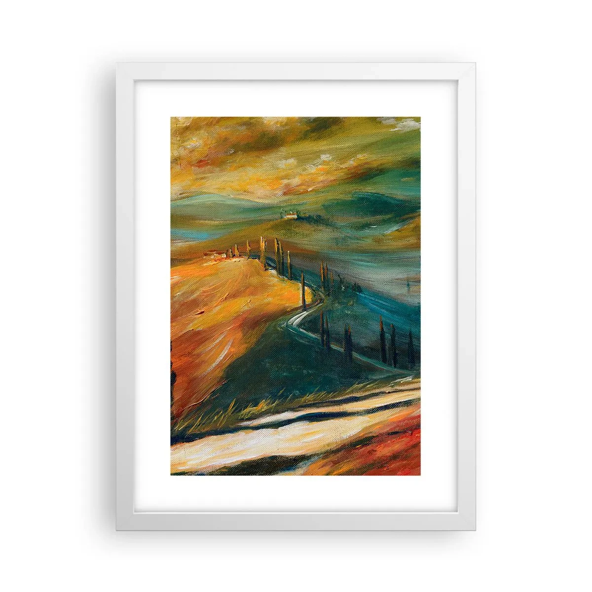 Poster in einem weißen Rahmen - Toskanische Landschaft - 30x40 cm