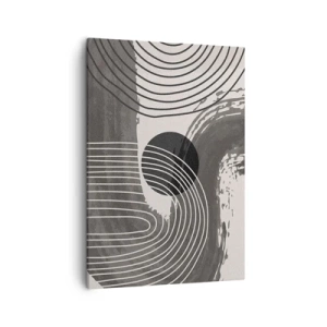 Bild auf Leinwand - Leinwandbild - Geometrische Linien und Ovale in monochromen Farbtönen - 50x70cm - Oval gewinnt - Moderne Wanddekoration für Wohnzimmer und Schlafzimmer ARTTOR
