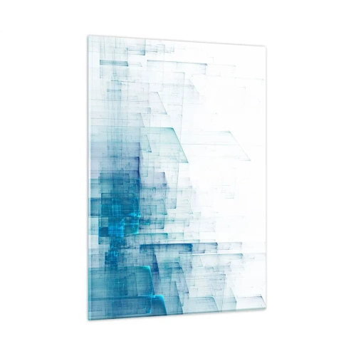 Glasbild - Bild auf glas - Abstrakte geometrische Komposition in Blautönen - 50x70cm - Wie der Raum wgeschaffen urde - Moderne Wanddekoration für Wohnzimmer und Schlafzimmer ARTTOR