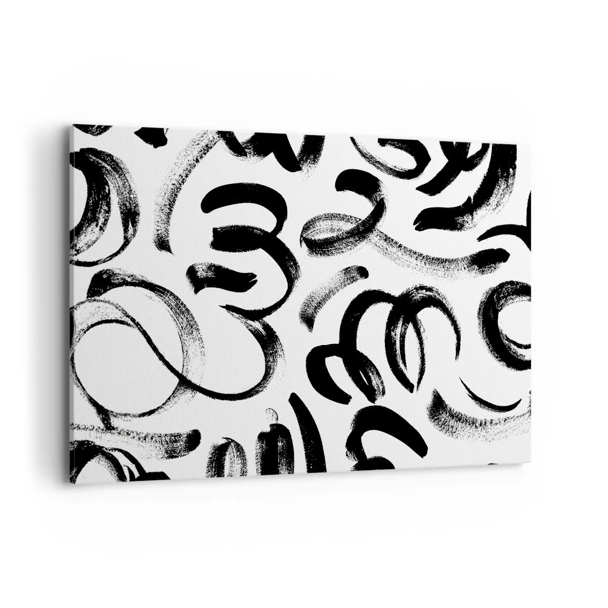 Bild auf Leinwand - Leinwandbild - Schwarze abstrakte Pinselstriche auf weißem Hintergrund - 120x80cm - Schwarz auf Weiß - Moderne Wanddekoration für Wohnzimmer und Schlafzimmer ARTTOR